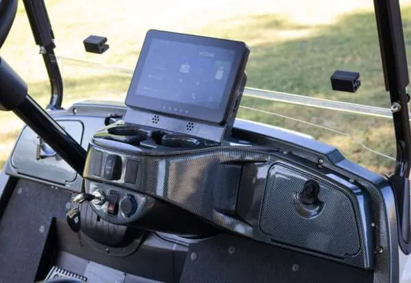 GPS device mounted on a motorcycle handlebar.
