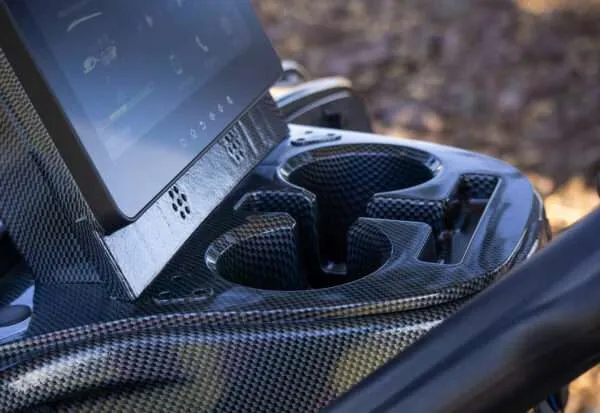 Close-up of a handgun in a carbon fiber gun case.