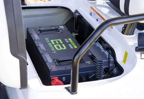 Portable power station with multiple outlets and display screen.